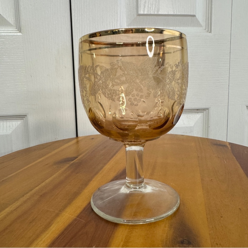 Bartlett Collins etched grapevine water goblet